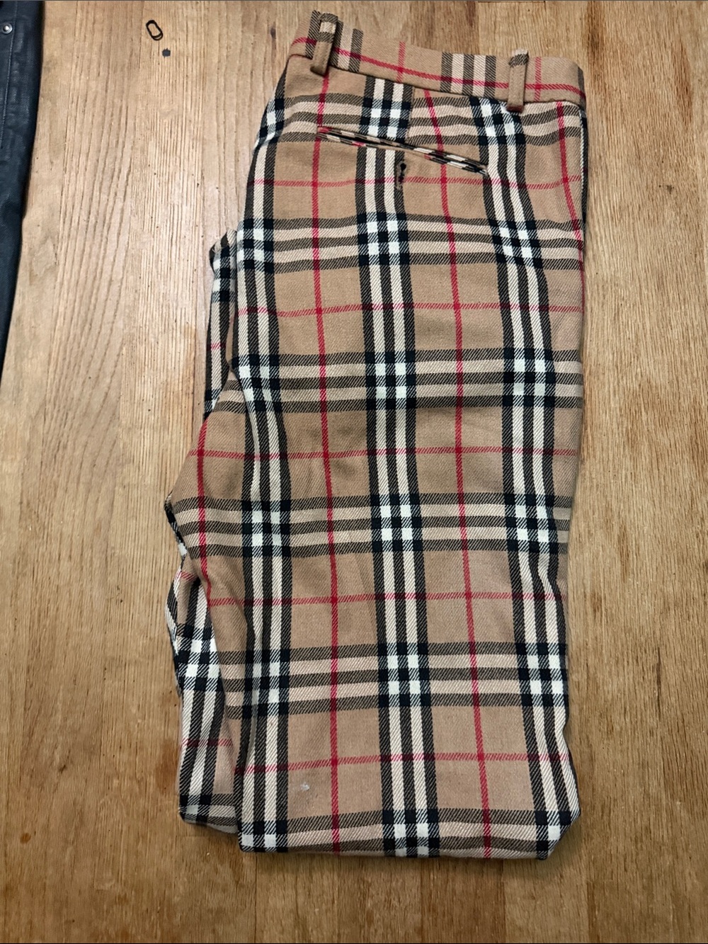 Burberry Tan Plaid Chinos with Black & White Windowpane - Picture 4 of 5